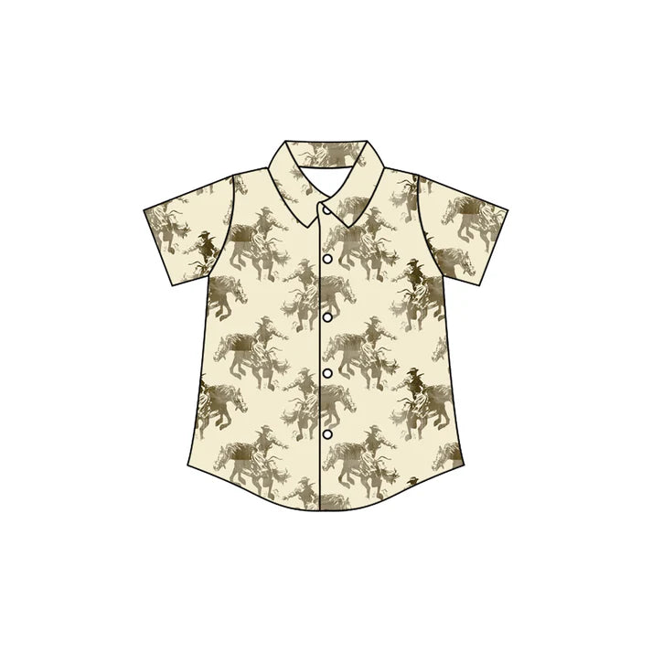 Preorder(moq 5) Baby Boys Horse Rodeos Western Button Shirts Top 10.28