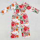 Baby Girls Jumpsuits Orange Red Flowers Long Sleeve Fall Jumpsuits LR1837