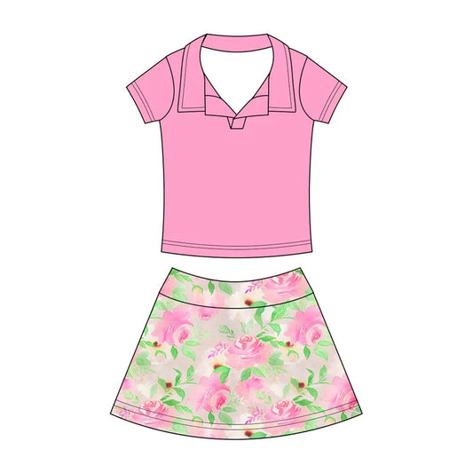 Preorder (moq 5)Baby Girls Button Pullovers Top Colorful Flowers Skirt Shorts Clothes Set 12.19
