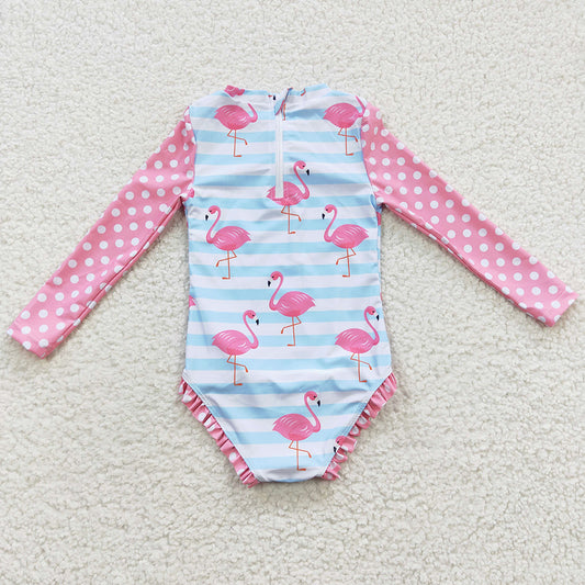 Boutique Baby Girls Flamingo One pieces Swimsuit S0140