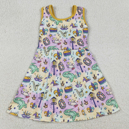 Baby Girls Dress Mardigras Crocodiles Donuts Yoga Active Shorts Knee Length Dresses GSD2949 12.22