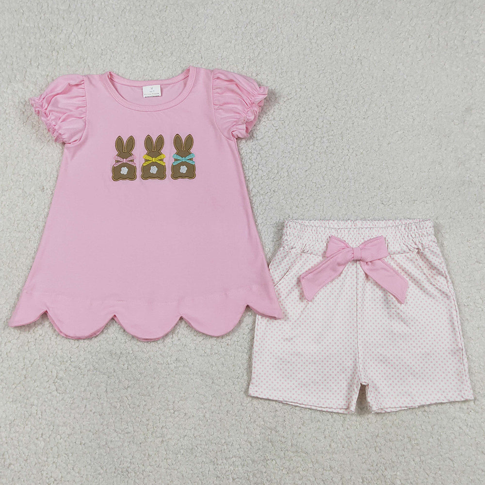 Baby Girls Clothes Embroidery Rabbits Tunic Pockets Shorts Easter Clothes Sets GSSO2829 1.2