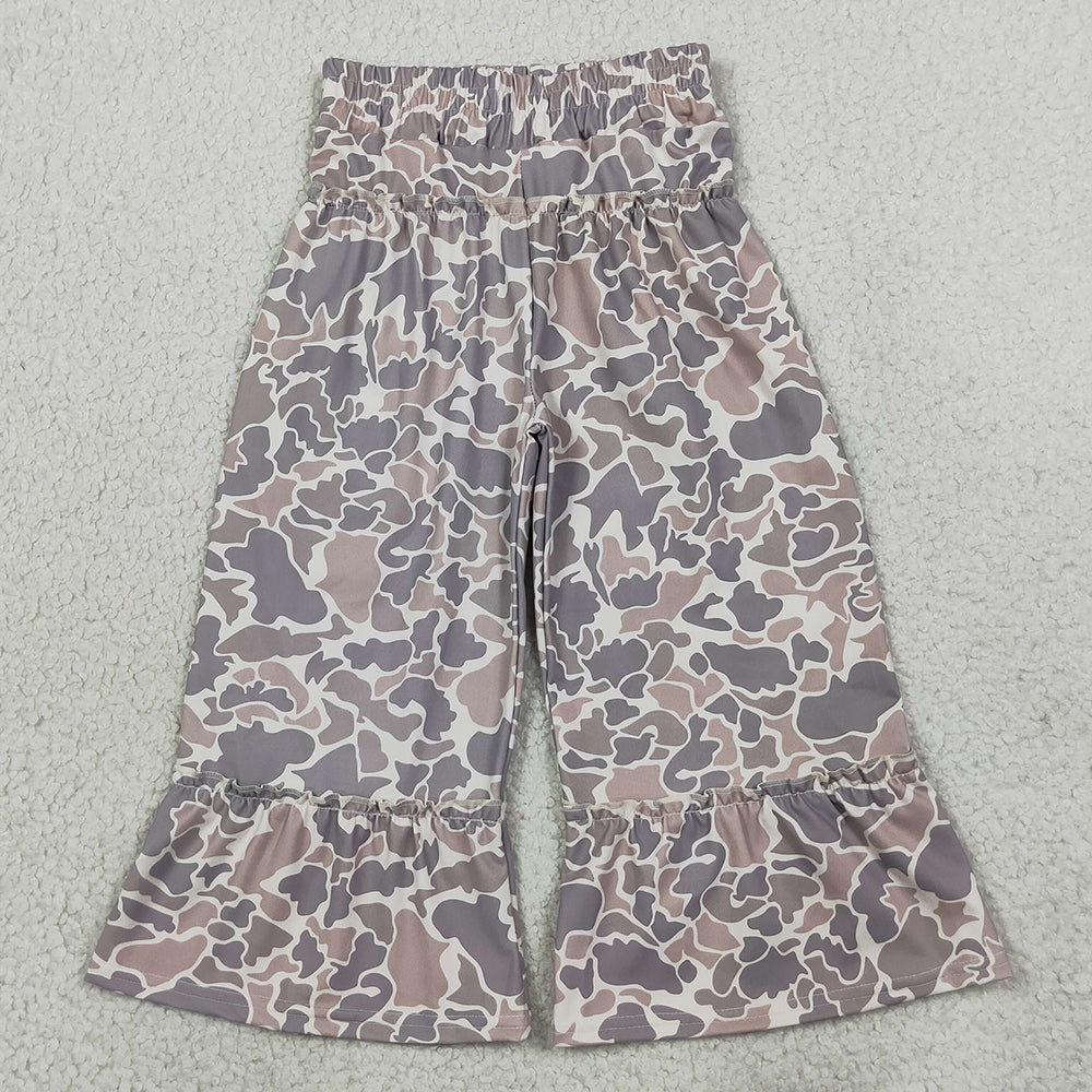 Baby Girls Pants Grey Brown Camo Yoga Active Flare Pants P1056