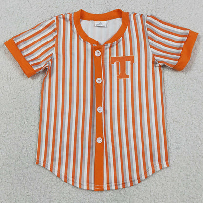 Baby Boys Clothes Orange Stripe Tennessee Team Button T-shirts Top BT1747