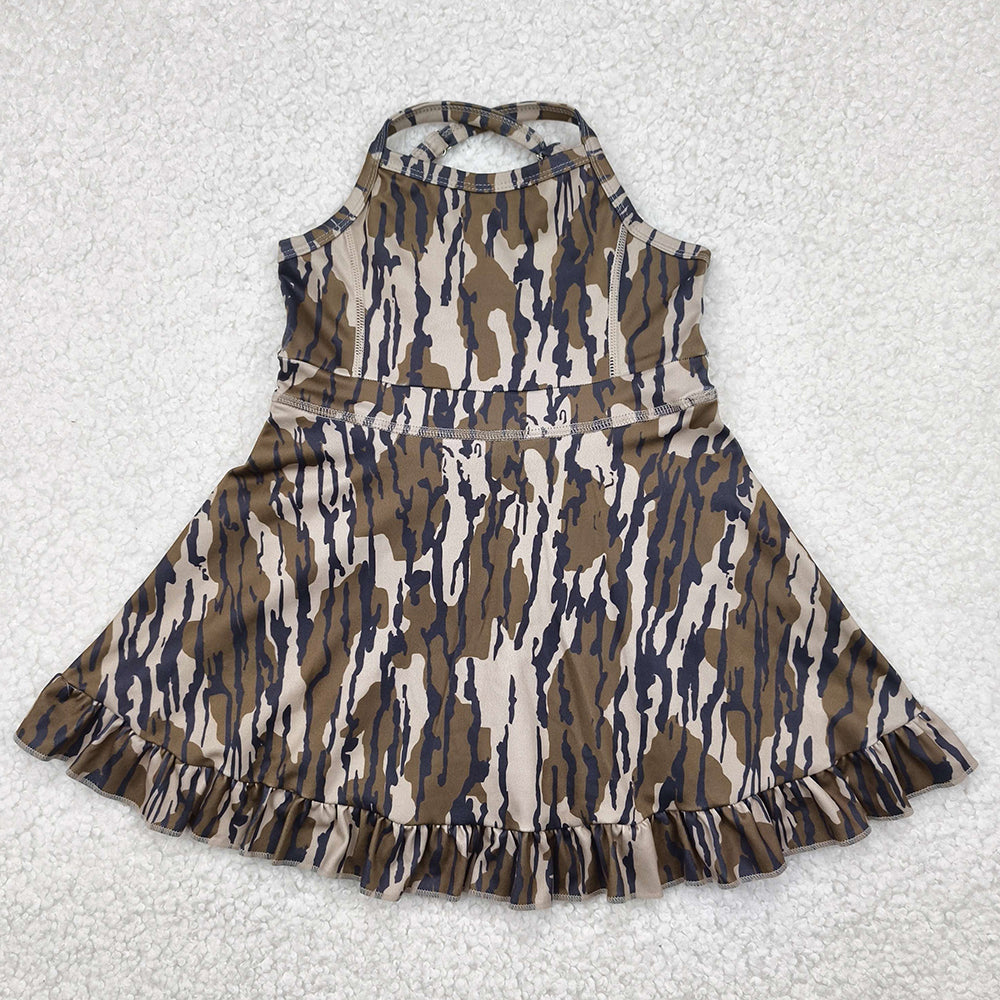 Baby Girls Dress Strap Bottomland Camo Yoga Ruffle Knee Length Dresses GSD2314 4.21