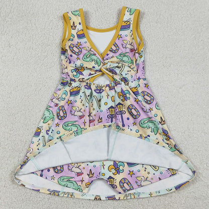Baby Girls Dress Mardigras Crocodiles Donuts Yoga Active Shorts Knee Length Dresses GSD2949 12.22
