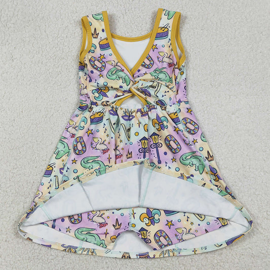Baby Girls Dress Mardigras Crocodiles Donuts Yoga Active Shorts Knee Length Dresses GSD2949 12.22