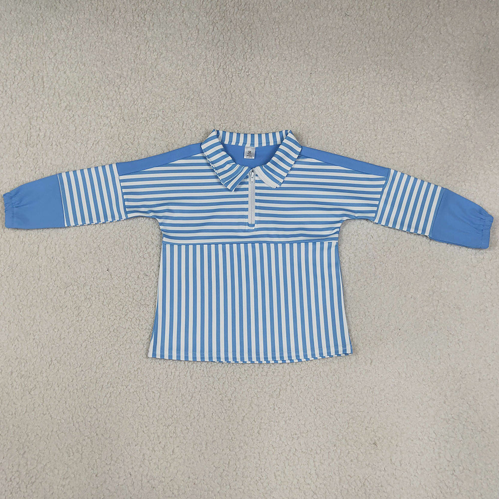 Baby Girls Blue Stripe Yoga Active Zip Pullovers Tops GT1716