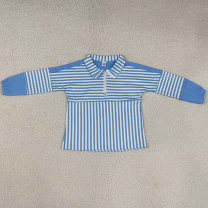 Baby Girls Blue Stripe Yoga Active Zip Pullovers Tops GT1716