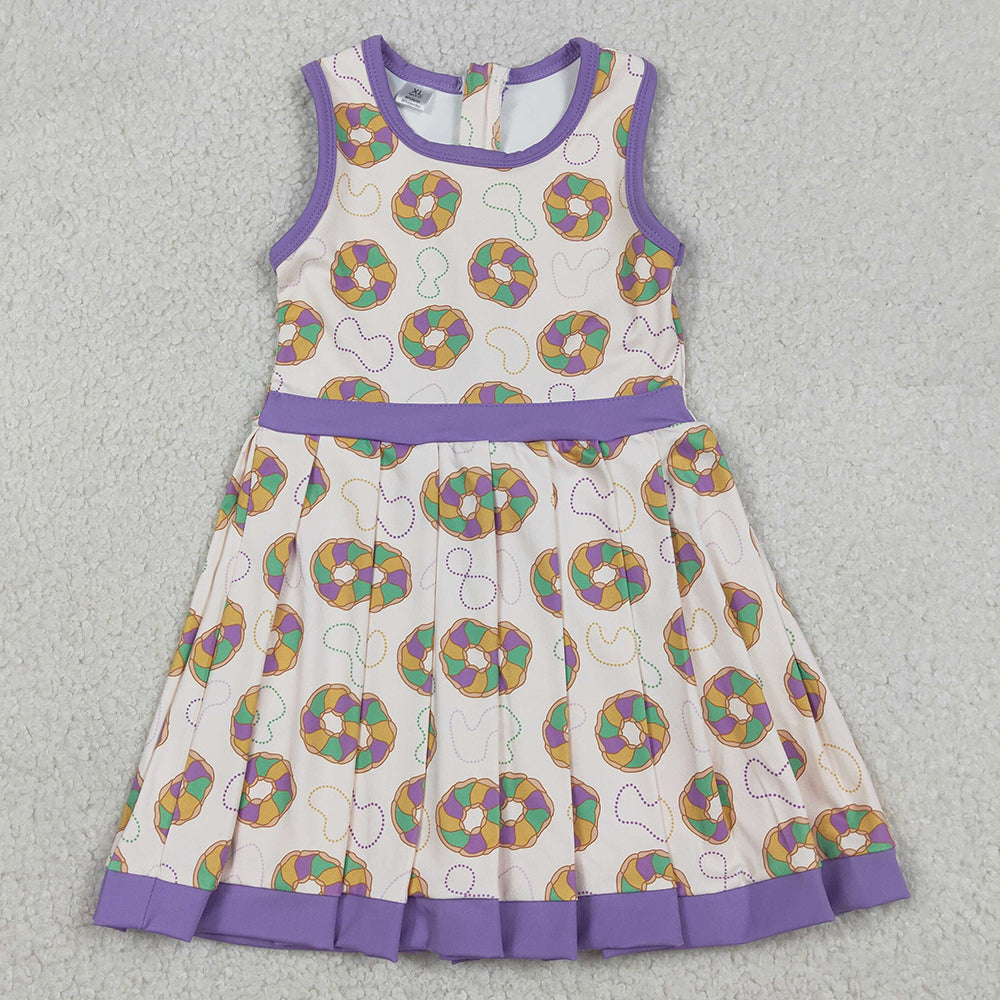 Baby Girls Dress Mardigras Donuts Back Zip Yoga Active Shorts Knee Length Dresses GSD2867 12.20