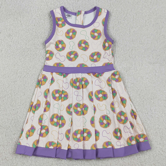 Baby Girls Dress Mardigras Donuts Back Zip Yoga Active Shorts Knee Length Dresses GSD2867 12.20