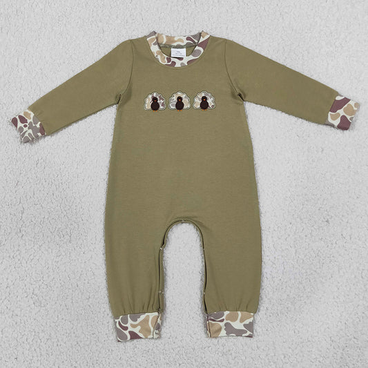 Baby Boys Rompers Embroidery Camo Turkey Thanksgiving Pant Rompers LR3109