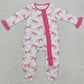 Baby Infant Girls Rompers Pink Bows Ruffle Zip Rompers LR1770