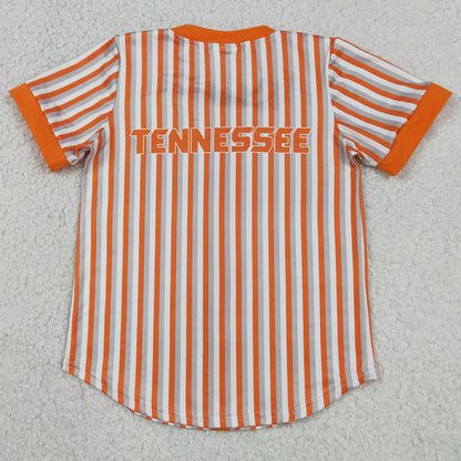 Baby Boys Clothes Orange Stripe Tennessee Team Button T-shirts Top BT1747