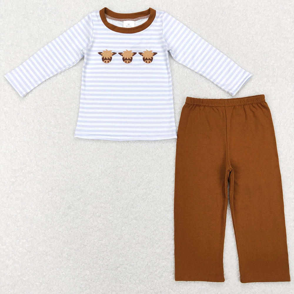 Baby Boys Clothes Highland Cow Western Top Pants Sets BLP0377