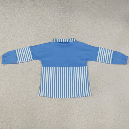 Baby Girls Blue Stripe Yoga Active Zip Pullovers Tops GT1716