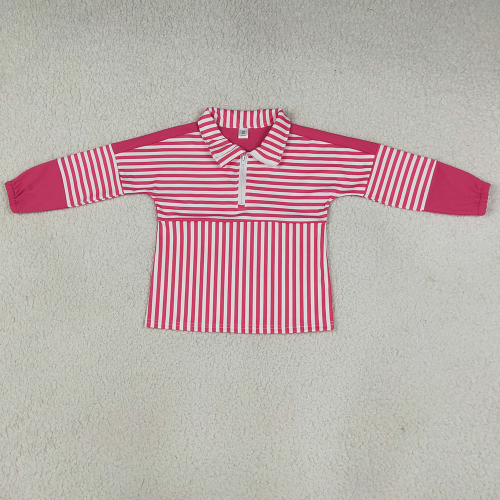 Baby Girls Clothes Long Sleeve Pink Stripe Yoga Active Zip Pullovers Top GT1715
