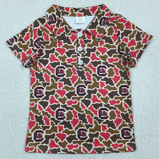 Baby Boys Clothes Short Sleeve Camo South Carolina Button Polo Shirts Top BT1697