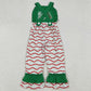 Baby Girls Jumpsuits Green Strap Red Stripe Christmas Trees Embroidery Ruffle Pant Jumpsuits SR3178 9.9