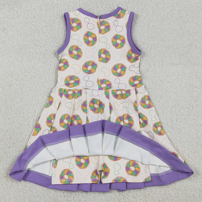 Baby Girls Dress Mardigras Donuts Back Zip Yoga Active Shorts Knee Length Dresses GSD2867 12.20