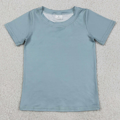 Baby Boys Clothes Light Blue Short Sleeve Back Baseballs Print Team T-shirts Top BT1762