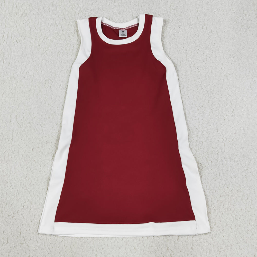 Baby Girls Dress Sleeveless White Maroon Yoga Active Knee Length Dresses GSD4257