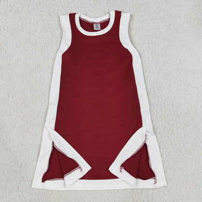 Baby Girls Dress Sleeveless White Maroon Yoga Active Knee Length Dresses GSD4257