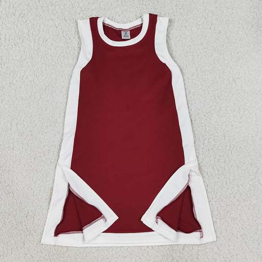 Baby Girls Dress Sleeveless White Maroon Yoga Active Knee Length Dresses GSD4257