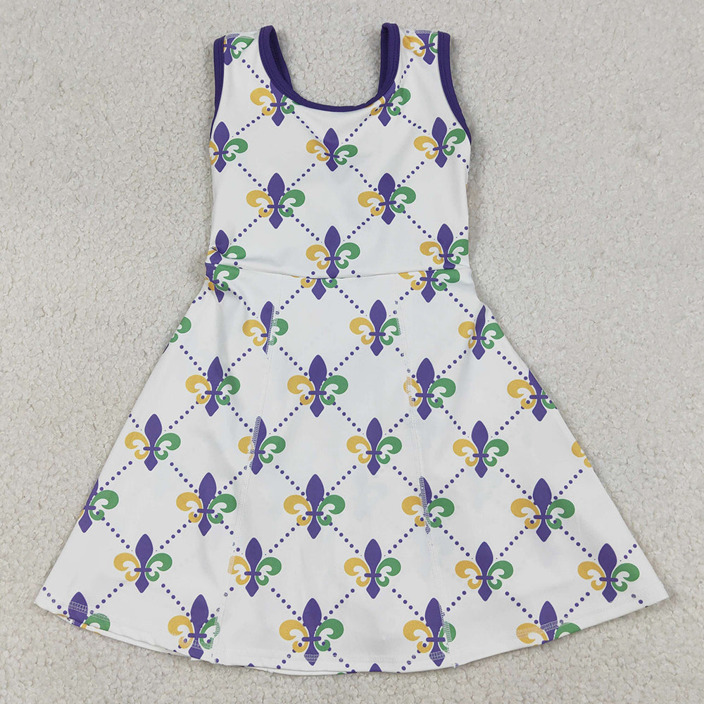 Baby Girls Dress Mardi Gras Anchors Checked Yoga Shorts Knee Length Dresses GSD2944 12.27