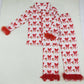 Sibling Adult Women Bows Santa Trees Button Top Pants Christmas Fur Pajamas Sets 11.5