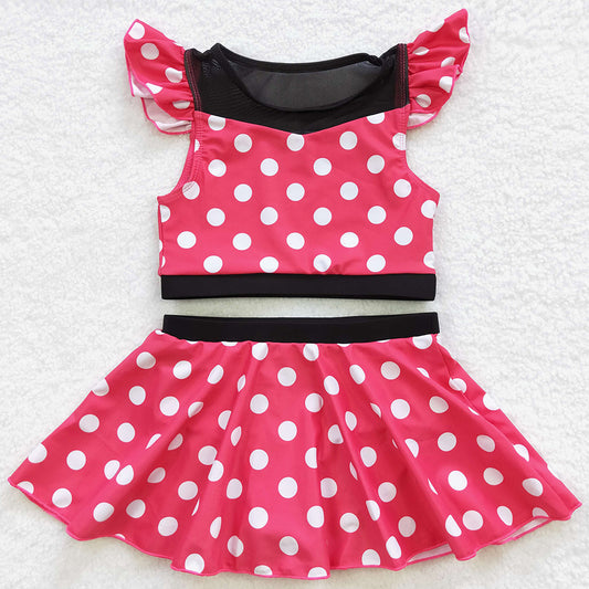 Boutique Baby Girls Swimsuit Summer Red Dots Skirts 2pcs swimsuits S0147