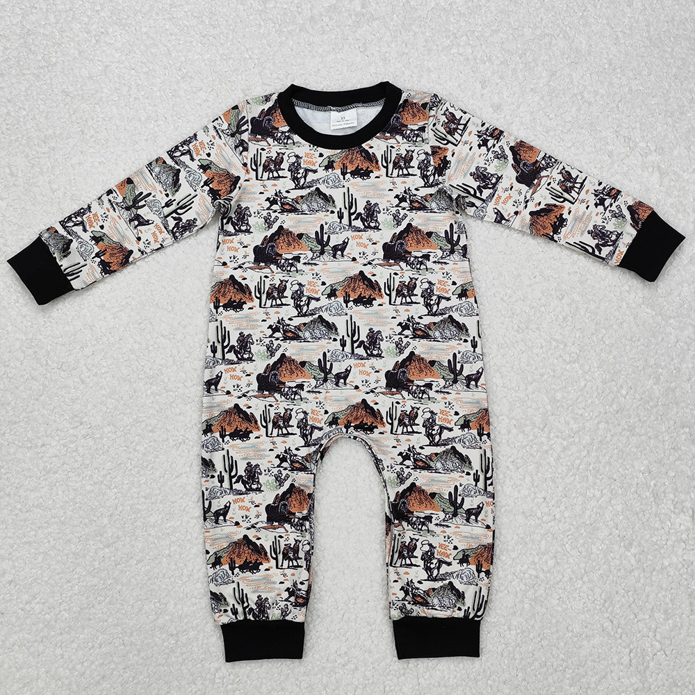 Baby Infant Boys Rompers Western Cactus Rodeo Long Sleeve Rompers LR1064