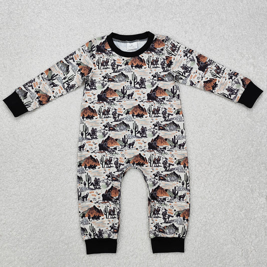 Baby Infant Boys Rompers Western Cactus Rodeo Long Sleeve Rompers LR1064