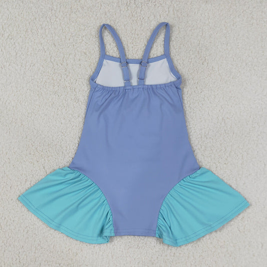 Baby Girls Dress Blue Strap Yoga Active Shorts Knee Length Dress GSD3693