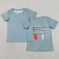 Baby Boys Clothes Light Blue Short Sleeve Back Baseballs Print Team T-shirts Top BT1762
