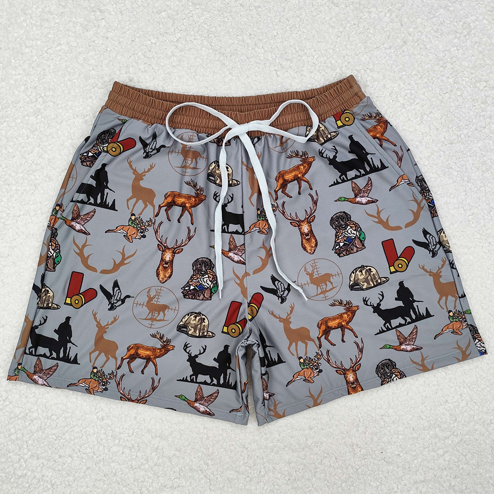 Adult Man Swim Trunk Deer Hunting Pockets Bottom Trunks Shorts Swimwear S0470