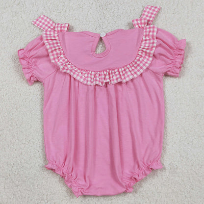 Baby Girls Rompers Smocked Crosses Bows Short Sleeve Easter Ruffle Rompers SR3250 1.5