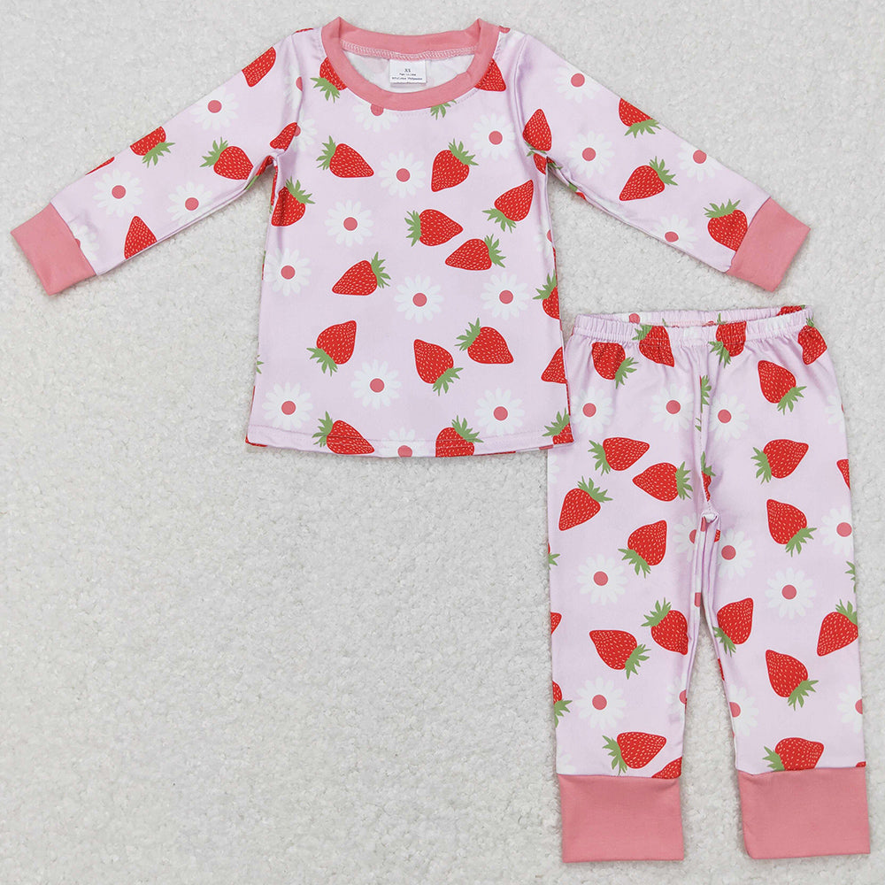 Baby Girls Pajamas Pink Strawberry Shirt Pants Pajamas Sets GLP0961