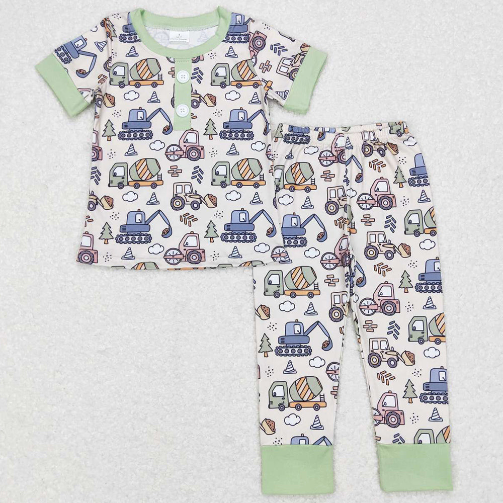 Baby Boys Pajamas Short Sleeve Construction Tee Shirts Pants Pajamas Sets