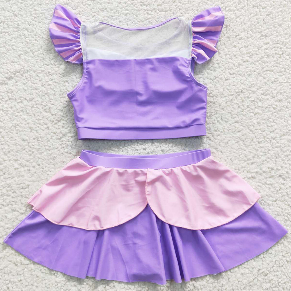 Boutique Baby Girls Swimsuit Lavender Two Pieces Swimsuits S0145