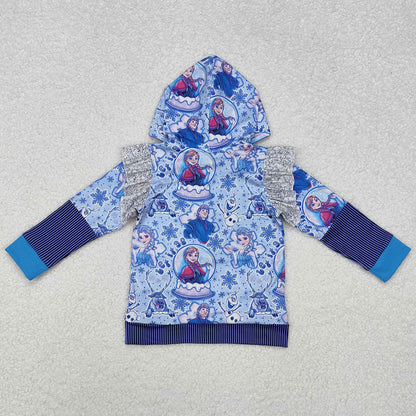 Baby Girls Clothes Tops Princess Blue Hooded Tee Shirts Tops GT0890