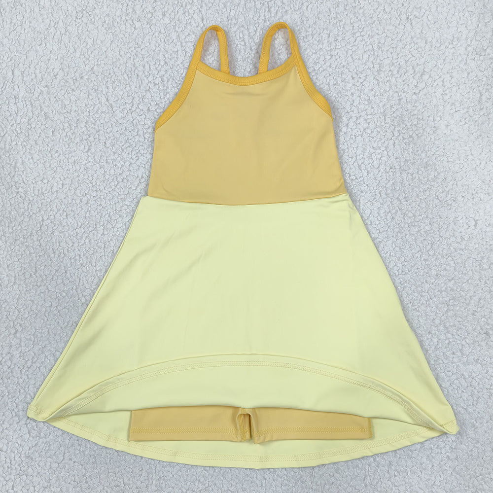 Baby Girls Dress Yellow Strap Yoga Active Patchwork Knee Length Dress GSD3982