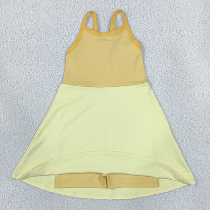 Baby Girls Dress Yellow Strap Yoga Active Patchwork Knee Length Dress GSD3982