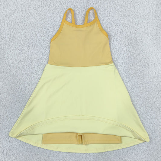 Baby Girls Dress Yellow Strap Yoga Active Patchwork Knee Length Dress GSD3982