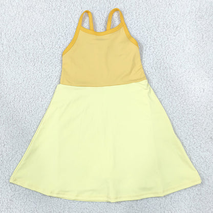 Baby Girls Dress Yellow Strap Yoga Active Patchwork Knee Length Dress GSD3982