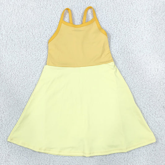 Baby Girls Dress Yellow Strap Yoga Active Patchwork Knee Length Dress GSD3982