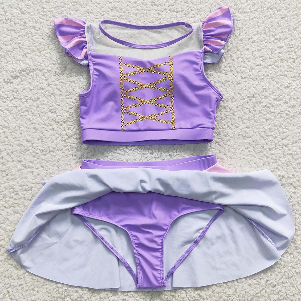 Boutique Baby Girls Swimsuit Lavender Two Pieces Swimsuits S0145