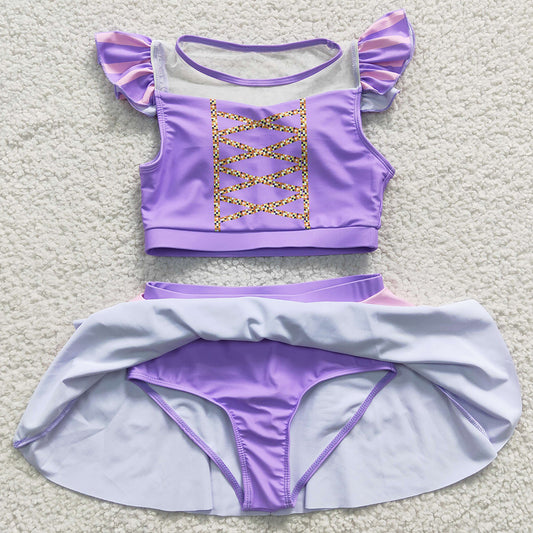 Boutique Baby Girls Swimsuit Lavender Two Pieces Swimsuits S0145