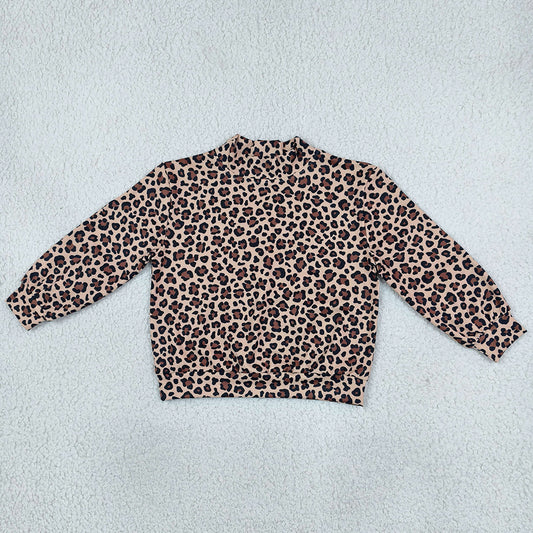 Baby Girls Clothes Long Sleeve Brown Leopard Choker Yoga Active T-shirts Top GT1904