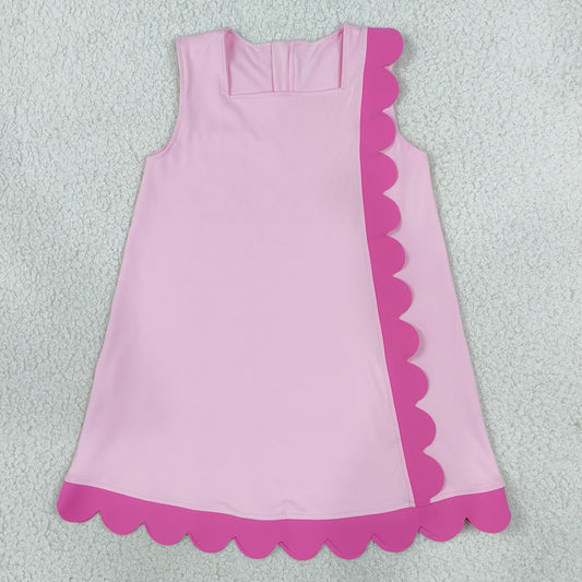 Baby Girls Dress Pink Sleeveless Yoga Active Scallop Knee Length Dresses GSD4240
